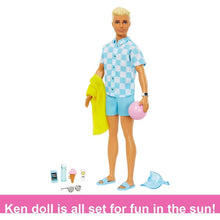 Load image into Gallery viewer, Barbie Ken Doll with Swim Trunks and Beach-Themed Accessories