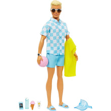 Load image into Gallery viewer, Barbie Ken Doll with Swim Trunks and Beach-Themed Accessories