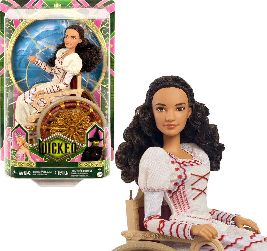 Wicked Nessarose Doll, Including Wheelchair, with Brown Curly Hair, Poseable