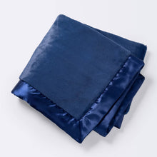 Load image into Gallery viewer, Solid Satin Edge Plush Blanket - Navy
