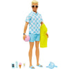 Barbie Ken Doll with Swim Trunks and Beach-Themed Accessories