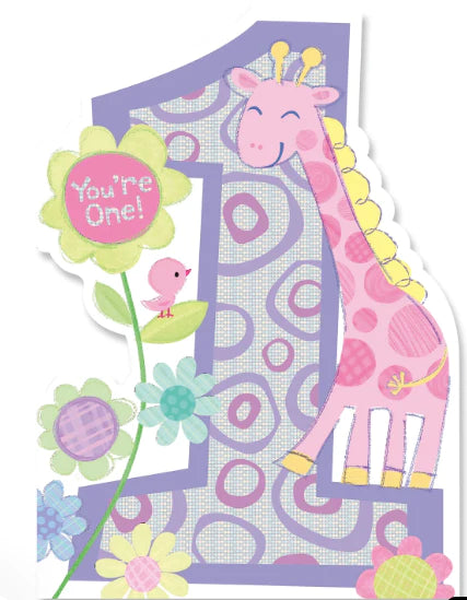 Giraffe You're One Birthday Card