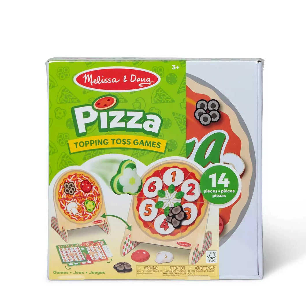 Melissa & Doug Wooden Double-Sided Pizza Topping Toss Games 14-Piece