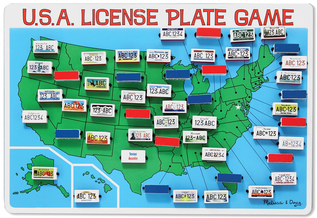 Melissa & Doug- Flip To Win USA License Plate Wooden Travel Game