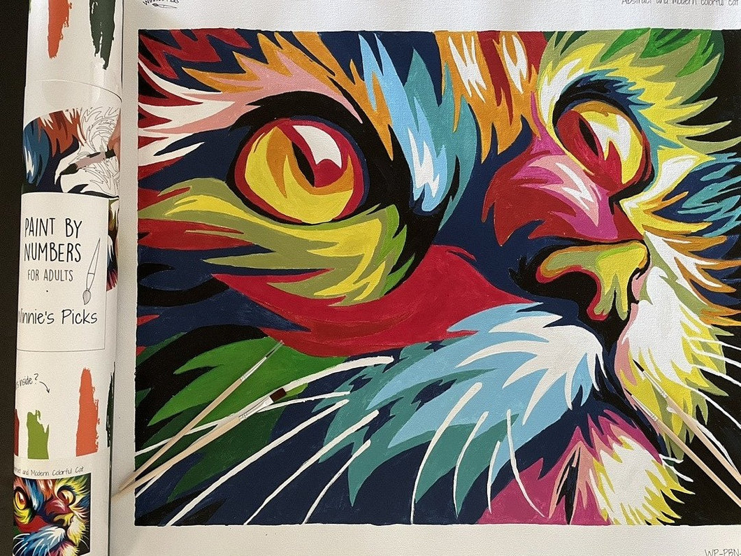 Abstract Modern Colorful Cat Paint by Number