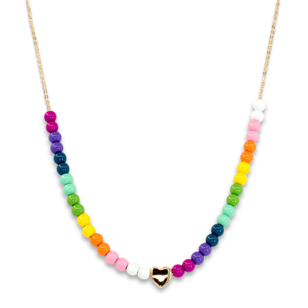 Charm It!- 4mm Gold Rainbow Bead Necklace
