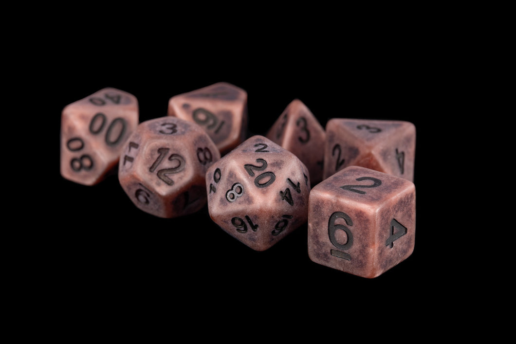 Metallic Dice Games- Ancient Copper Resin Poly Dice Set