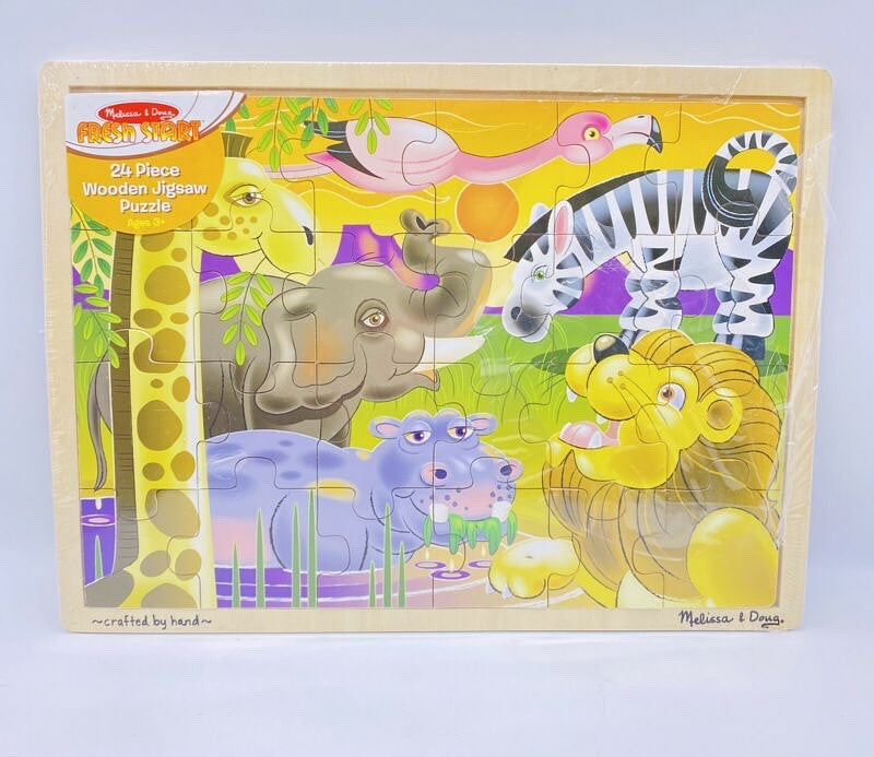 Melissa & Doug African Plains Safari Wooden Jigsaw Puzzle With Storage Tray