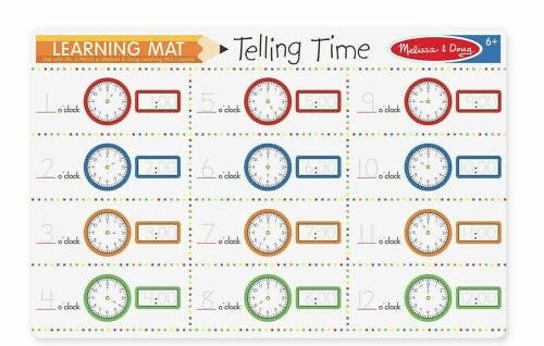 Melissa & Doug Learning Mat Placemat - Telling Time