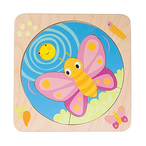 Tender Leaf Toys - Butterfly Life, Four Puzzles in One - Intelligence Training Plaything (Butterfly Life Form) - Toddlers Early Education 3+