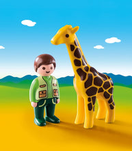 Load image into Gallery viewer, Playmobil 1.2.3 Zookeeper with Giraffe

