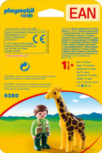Load image into Gallery viewer, Playmobil 1.2.3 Zookeeper with Giraffe

